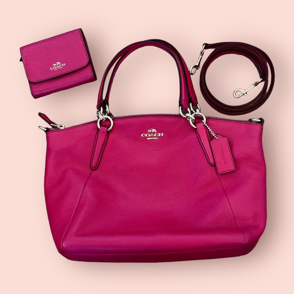 Coach Leather Satchel Set Purse and wallet-Red